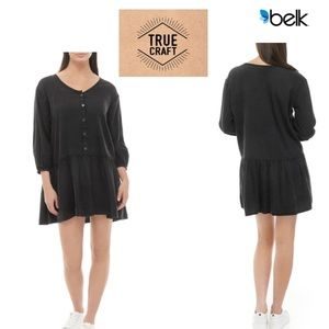 NWT True Craft Belk Exclusive Women Long Sleeve Shirt Dress Size Small - Black
